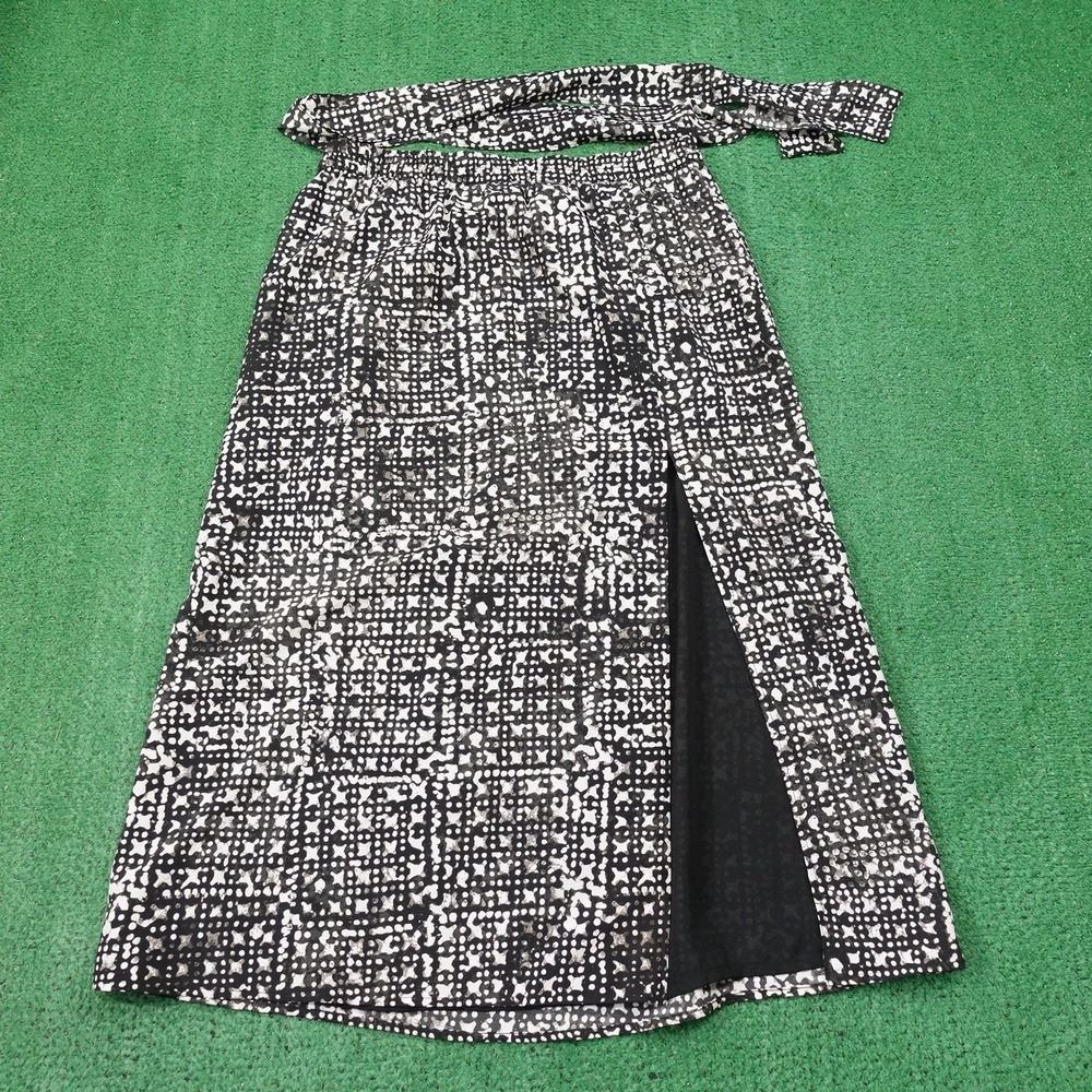 Michael‎ Kors Skirt Womens L Black Geometric Wrap Lined Elastic Waist